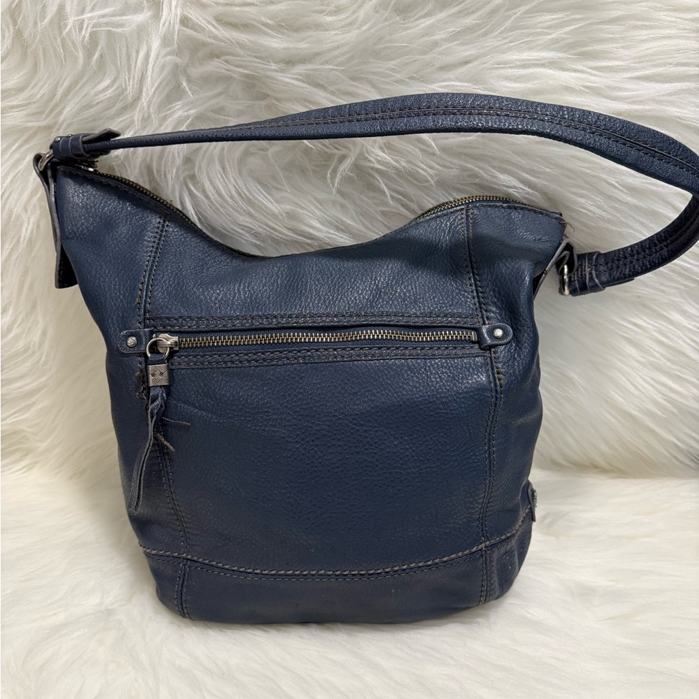 The Sak Dark Blue Textured Leather Shoulder Bag